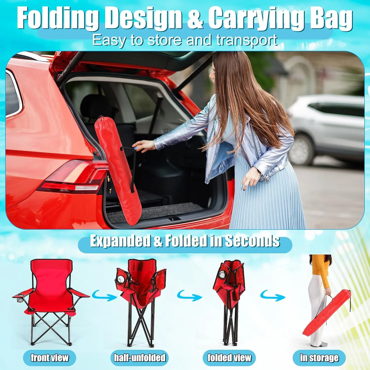 1 Set Beach Chair with Umbrella Foldable Camping Chair Fold up Umbrella with Universal Clamp Large Portable for Outdoors Fishing Camping Hiking Travel Picnic Beach