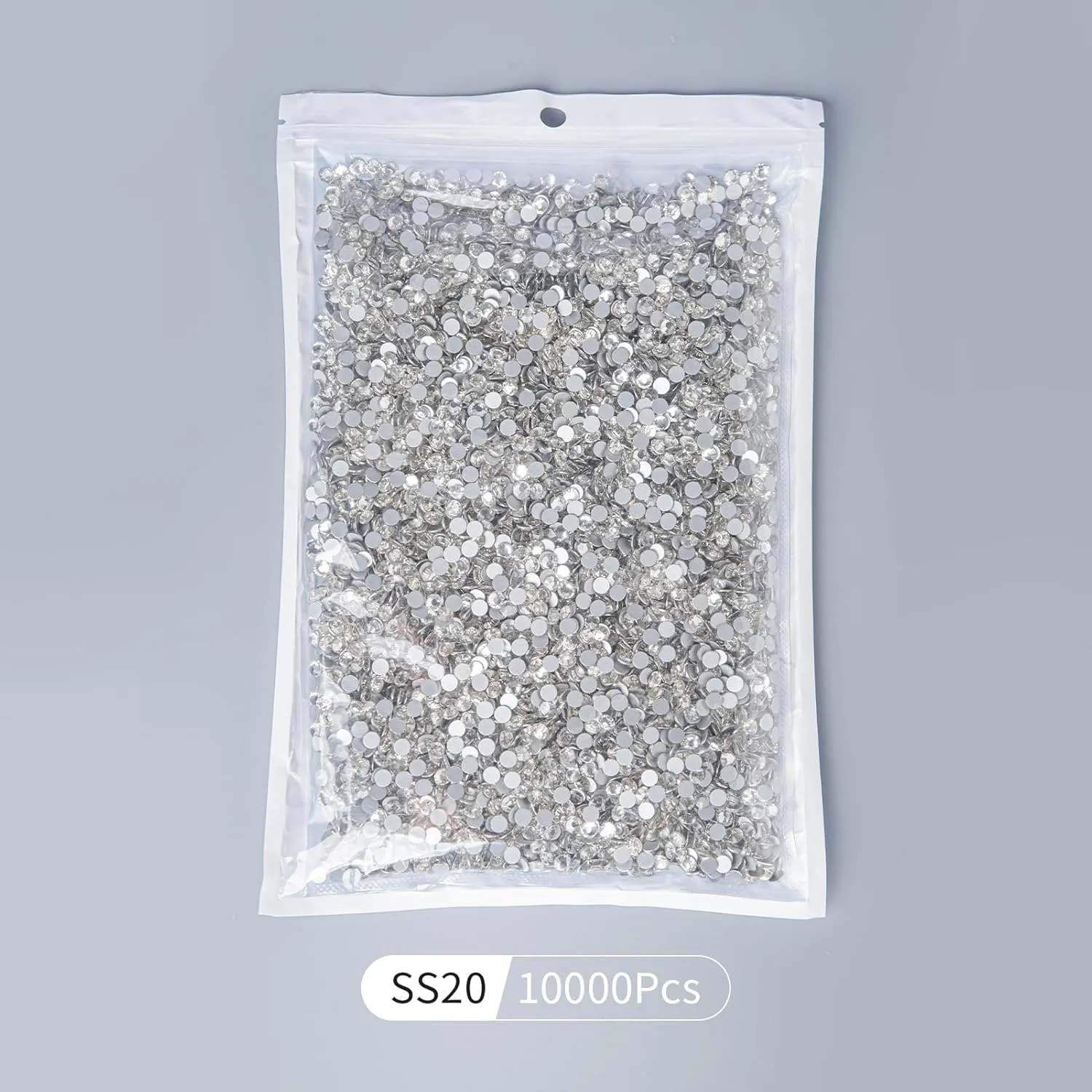 10000PCS Clear Rhinestones Bulk, Flat Back Crystal Glass Stone Round Gems,SS20, 4.6-4.8mm