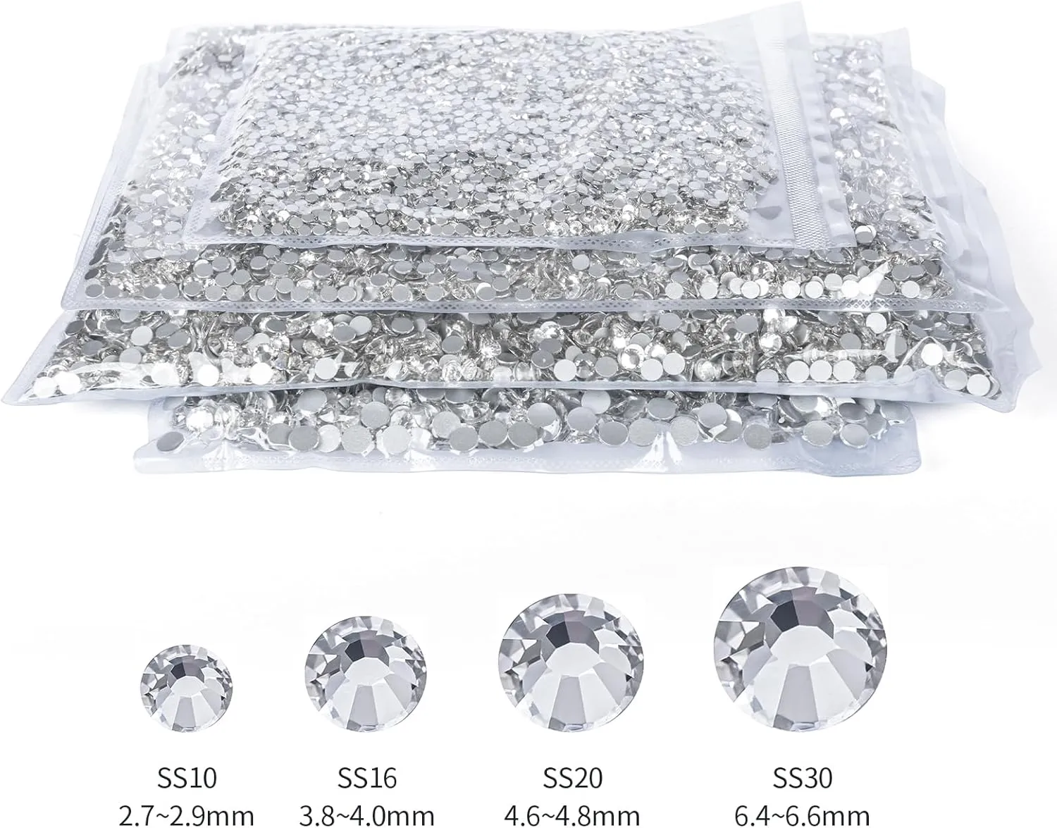 10000PCS Clear Rhinestones Bulk, Flat Back Crystal Glass Stone Round Gems,SS20, 4.6-4.8mm