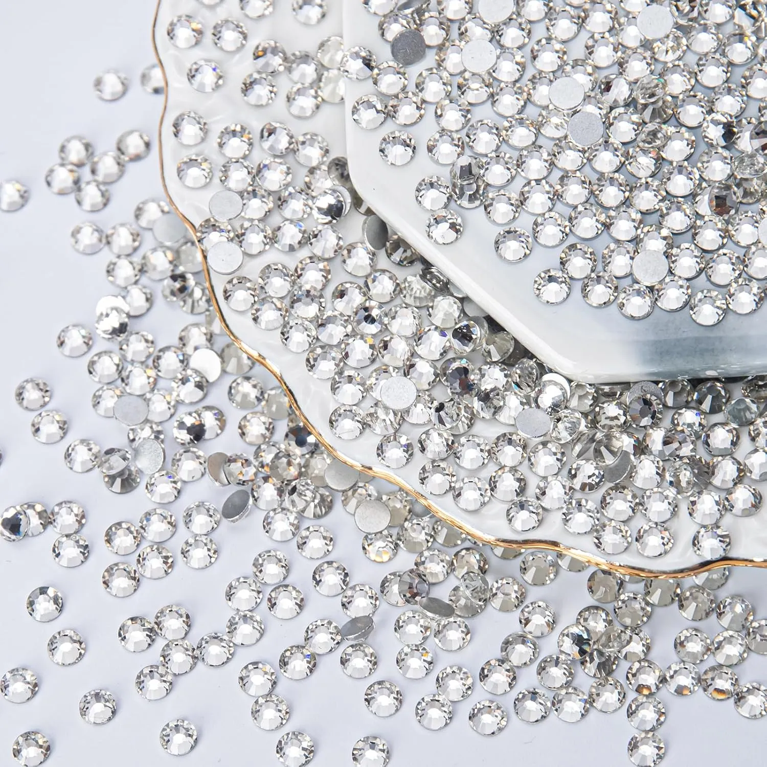 10000PCS Clear Rhinestones Bulk, Flat Back Crystal Glass Stone Round Gems,SS20, 4.6-4.8mm