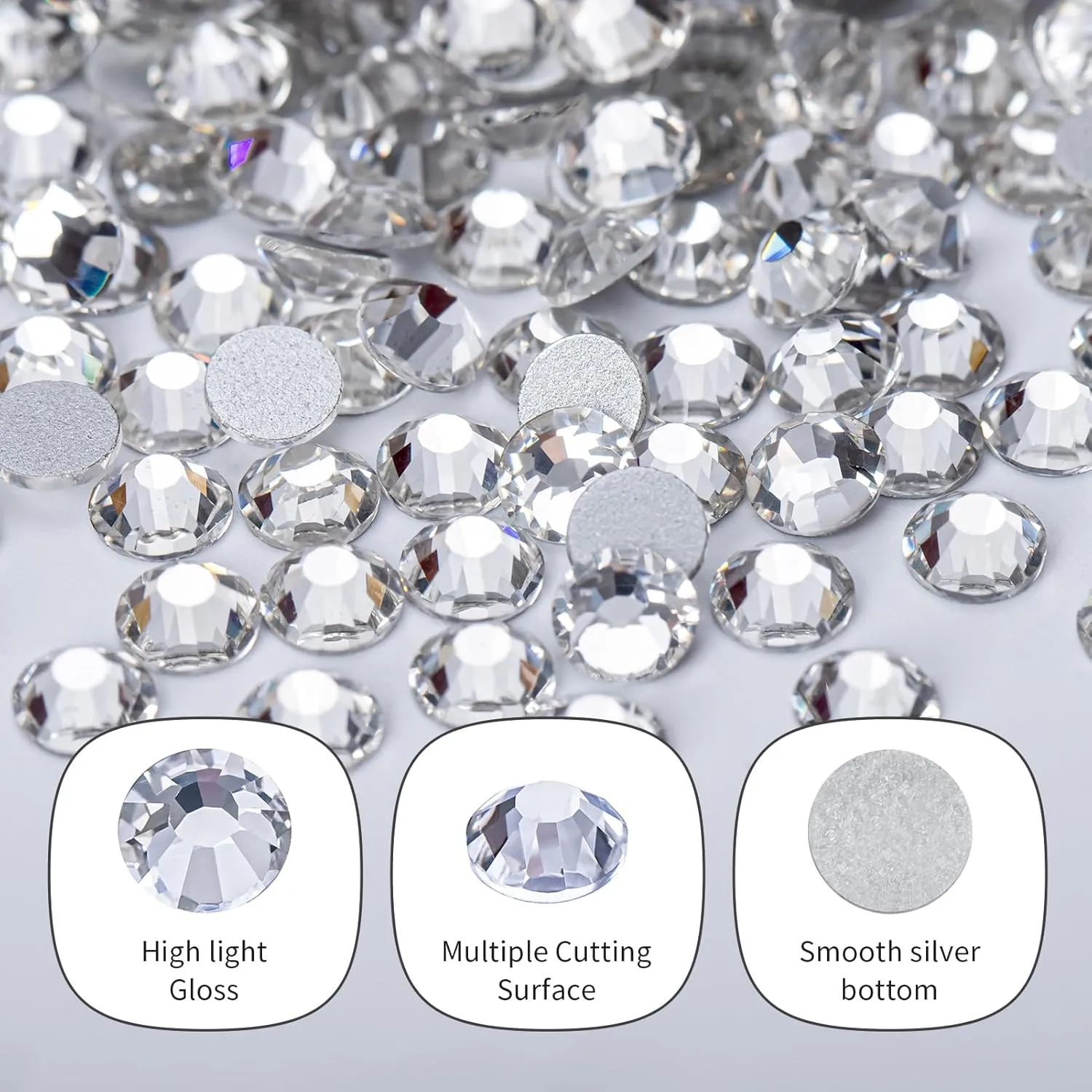 10000PCS Clear Rhinestones Bulk, Flat Back Crystal Glass Stone Round Gems,SS20, 4.6-4.8mm