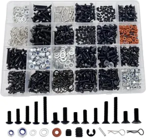 1000pcs RC Screw Kit,RC Screws for Traxxas Arrma Axial Redcat HPS SCX10 1/8 1/10 1/12 1/16 Scale RC Cars Trucks Crawler, Screws Assortment Set, Hardware Fasteners (1000pcs RC Screw Kit)