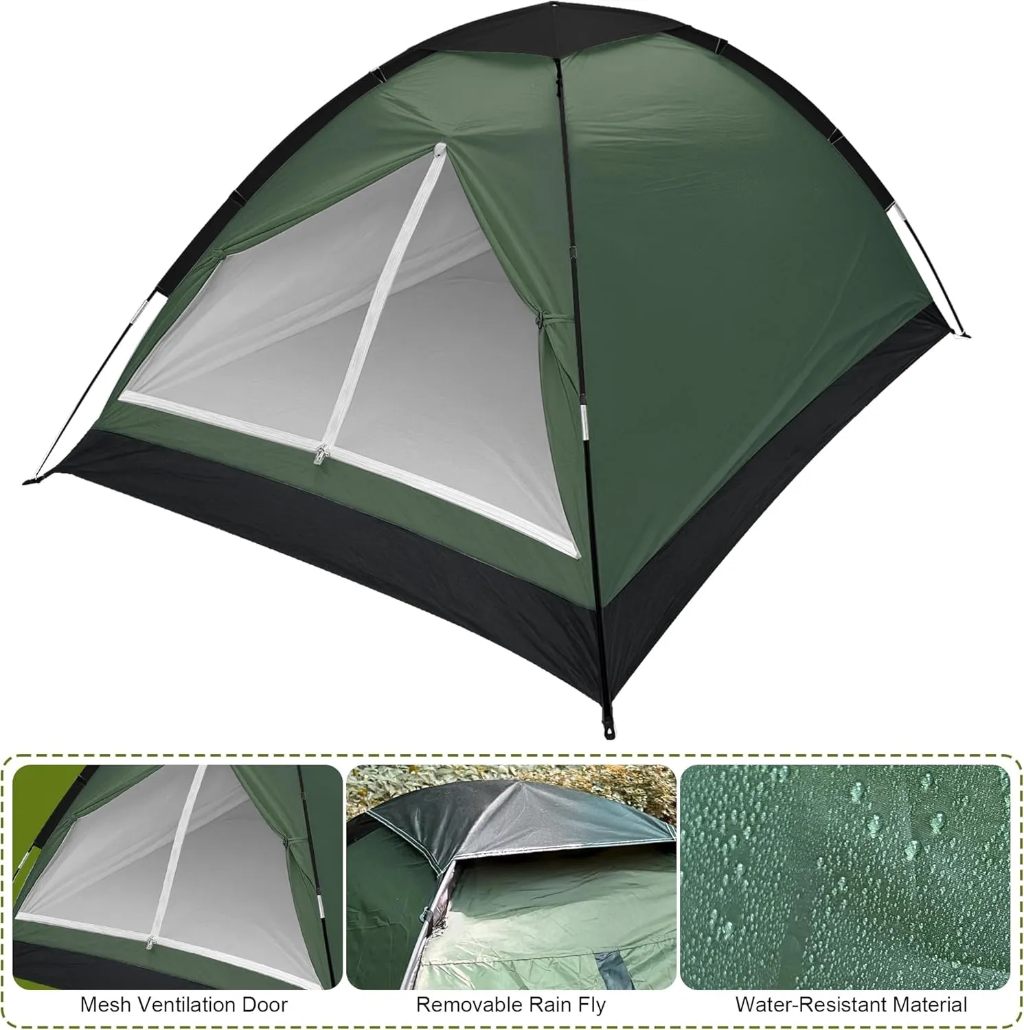 2-Person Dome Tent for Camping Waterproof Lightweight Portable Backpacking Orange/Blue/Army Green/Green