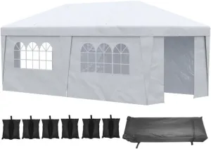 232.25" L x 117" W x 112.25" H White Pop - Up Gazebo: Quick - Setup, Stable & Ideal for Events Materials: Steel, Oxford
