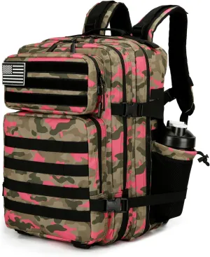 25L Tactical Backpack for Men Women Military Backpack Army Assault Pack Molle Backpack Small Bug Out Bag Travel Rucksack Daypack (Pink Camo)