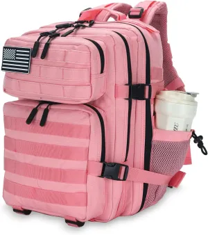 25L Tactical Backpack for Men Women Military Backpack Army Assault Pack Molle Backpack Small Bug Out Bag Travel Rucksack Daypack (Pink)