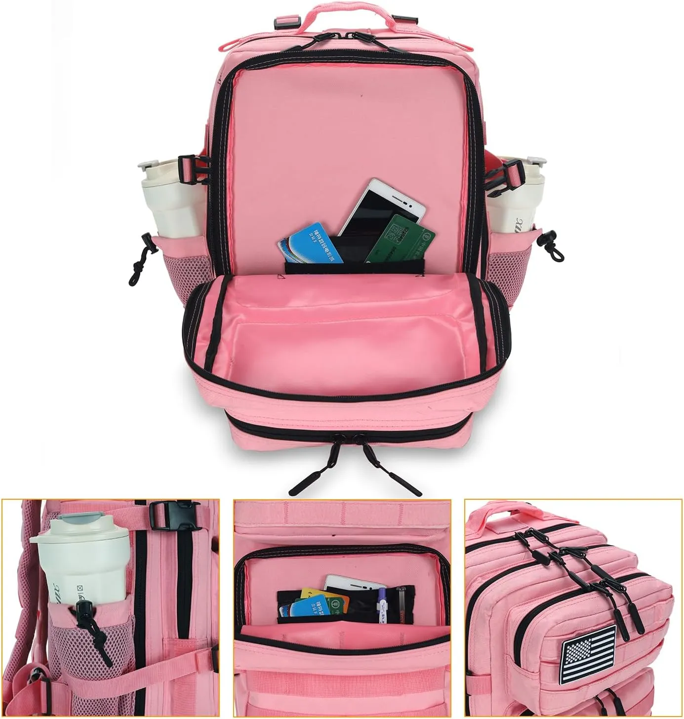25L Tactical Backpack for Men Women Military Backpack Army Assault Pack Molle Backpack Small Bug Out Bag Travel Rucksack Daypack (Pink)