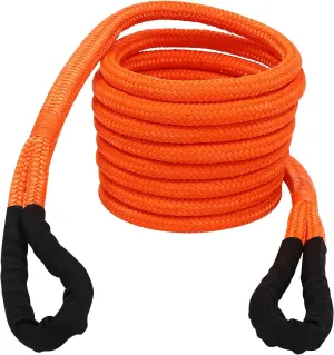 3/4inch x 20ft Towing Rope with Soft Shackles Heavy Duty Kinetic Recovery Tow Rope Kit Elastic Recovery Ropee for UTV ATV Truck Offroad, 30580lbs Breaking Strength, Orange