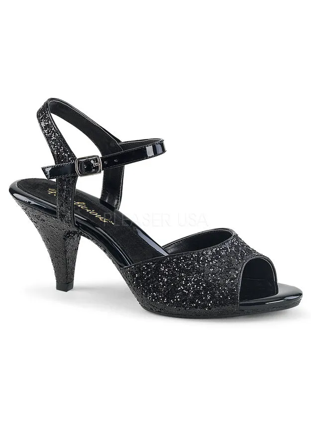 3" Heel, 1/8" PF Ankle Strap Sandal w/ Glitter