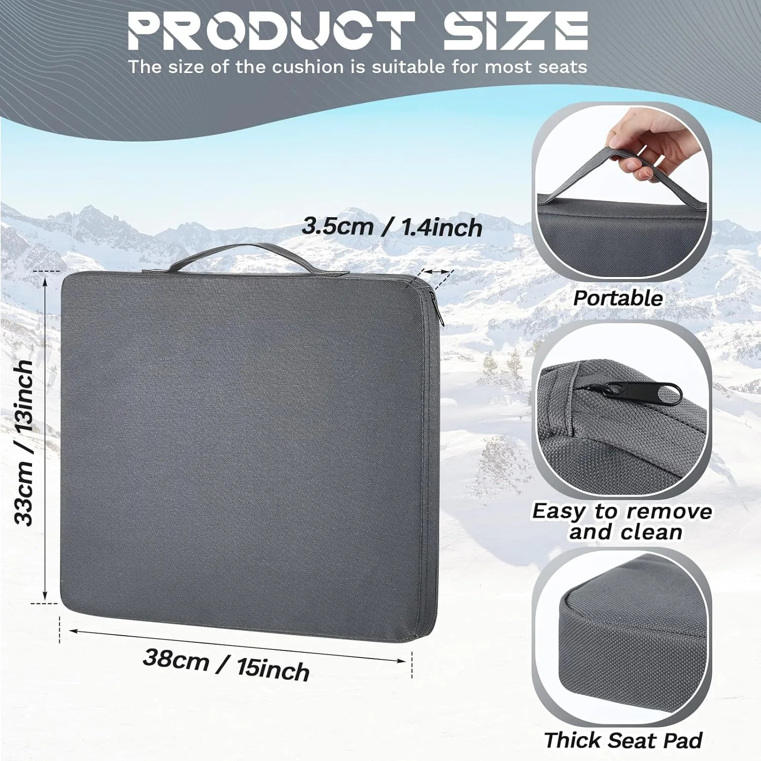4 Packs Stadium Seat Cushion Portable Bleacher Seat with Handle Stadium Cushion Padded for Sports Events, Outdoor Concerts, Camping, Hiking, Fishing, Beaches, Chairs(Dark Gray)