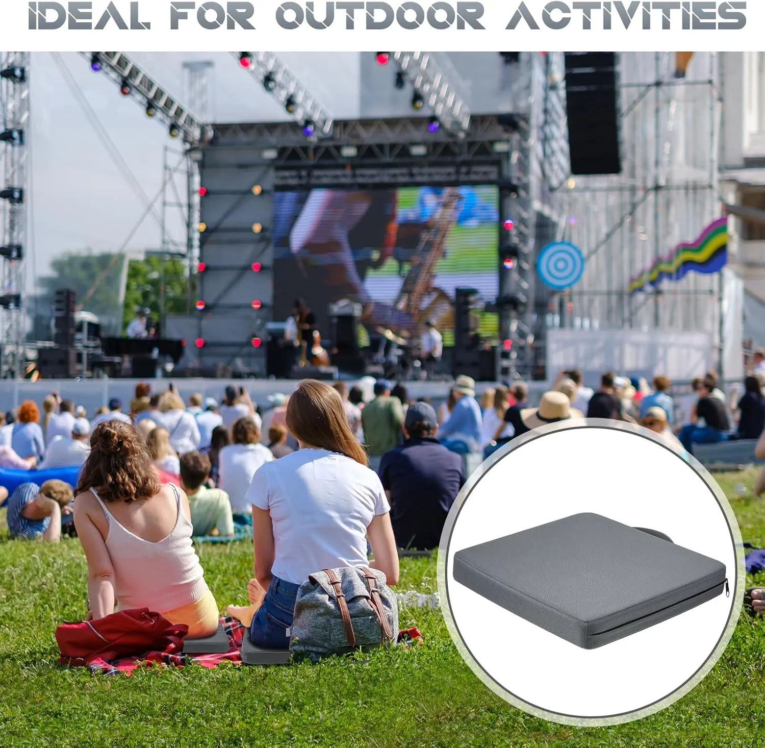 4 Packs Stadium Seat Cushion Portable Bleacher Seat with Handle Stadium Cushion Padded for Sports Events, Outdoor Concerts, Camping, Hiking, Fishing, Beaches, Chairs(Dark Gray)