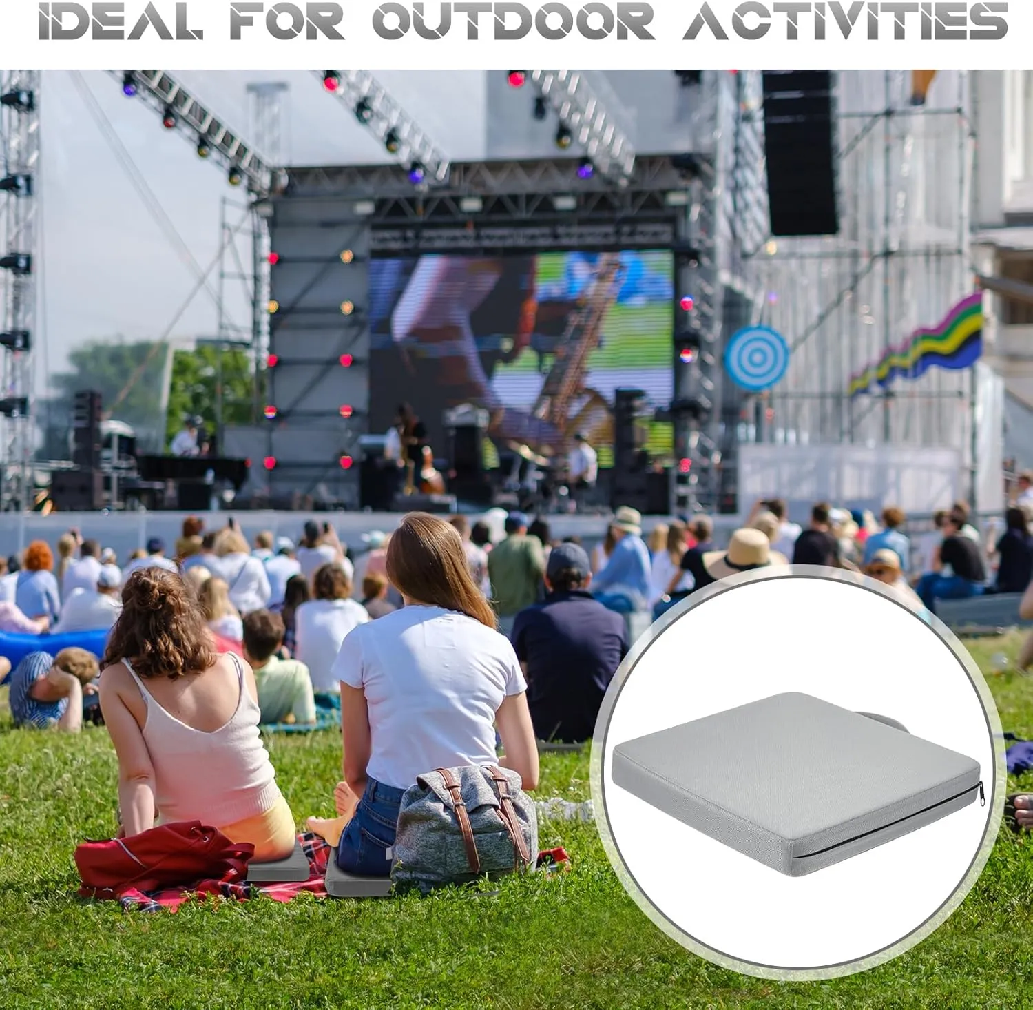 4 Packs Stadium Seat Cushion Portable Bleacher Seat with Handle Stadium Cushion Padded for Sports Events, Outdoor Concerts, Camping, Hiking, Fishing, Beaches, Chairs(Gray)