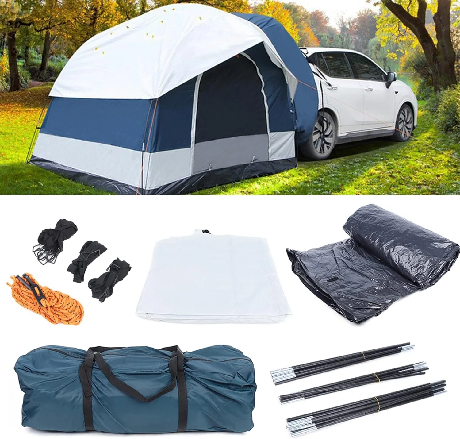4 Person Tent Tailgate Shade Awning Tent, Versatility Teardrop Awning Car Tent US,durable Tear Resistant Waterproof,spacious, Lightweight Portable Backpacking Tent for Outdoor Camping/hiking