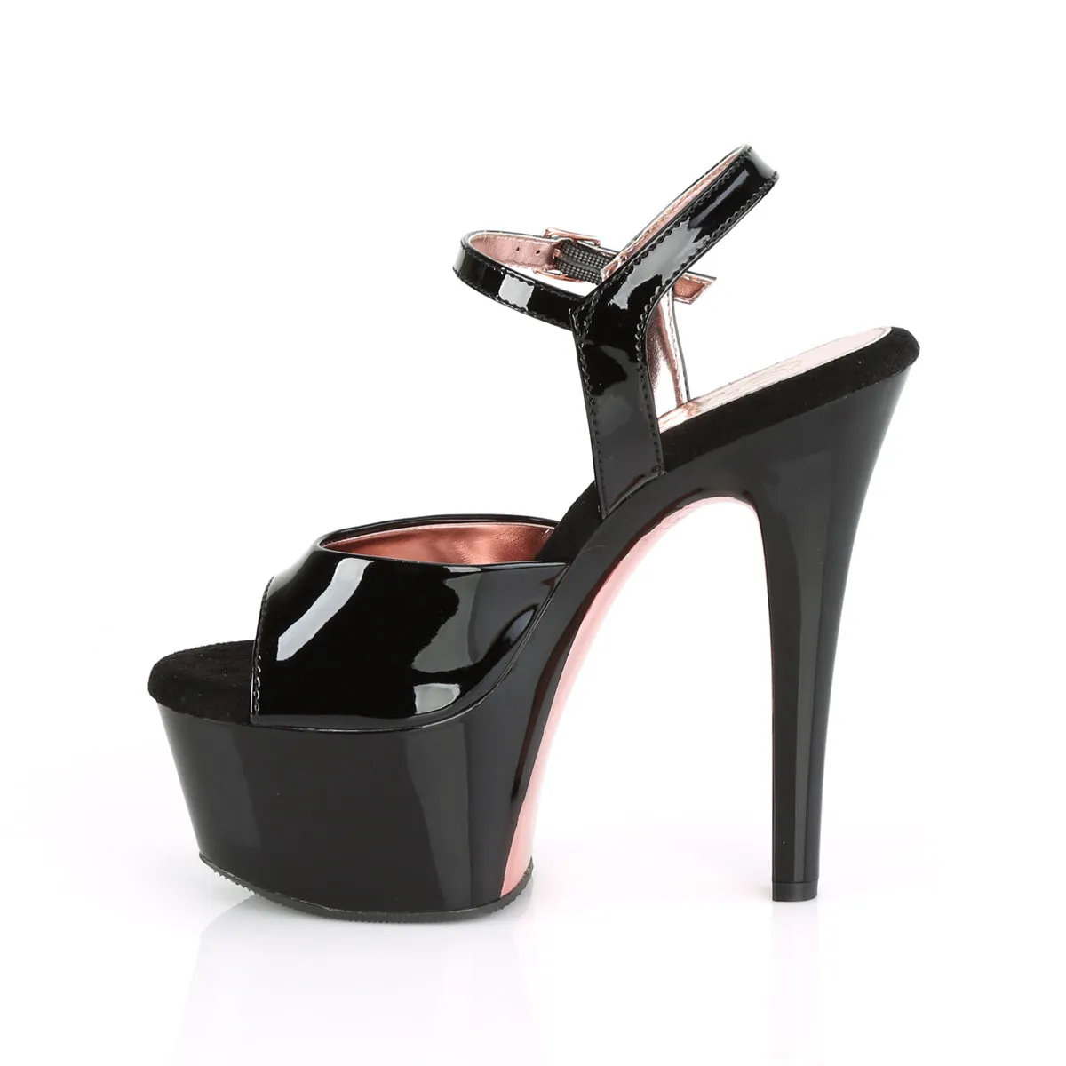 6 Inch Heel ASPIRE-609TT Black Pat Rose Gold