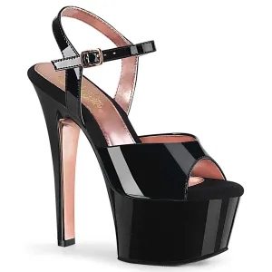 6 Inch Heel ASPIRE-609TT Black Pat Rose Gold