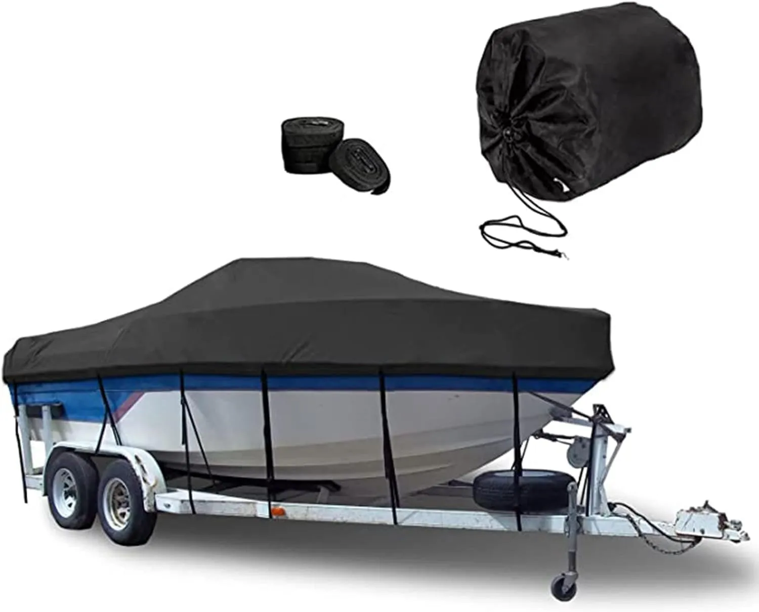 600D Heavy Duty Boat Cover All Weather Shade Marine Grade Polyester Canvas Centre Console Cover V-Hull Boat Yacht Cover(19FT)