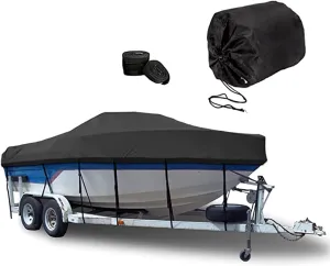 600D Heavy Duty Boat Cover All Weather Shade Marine Grade Polyester Canvas Centre Console Cover V-Hull Boat Yacht Cover(19FT)