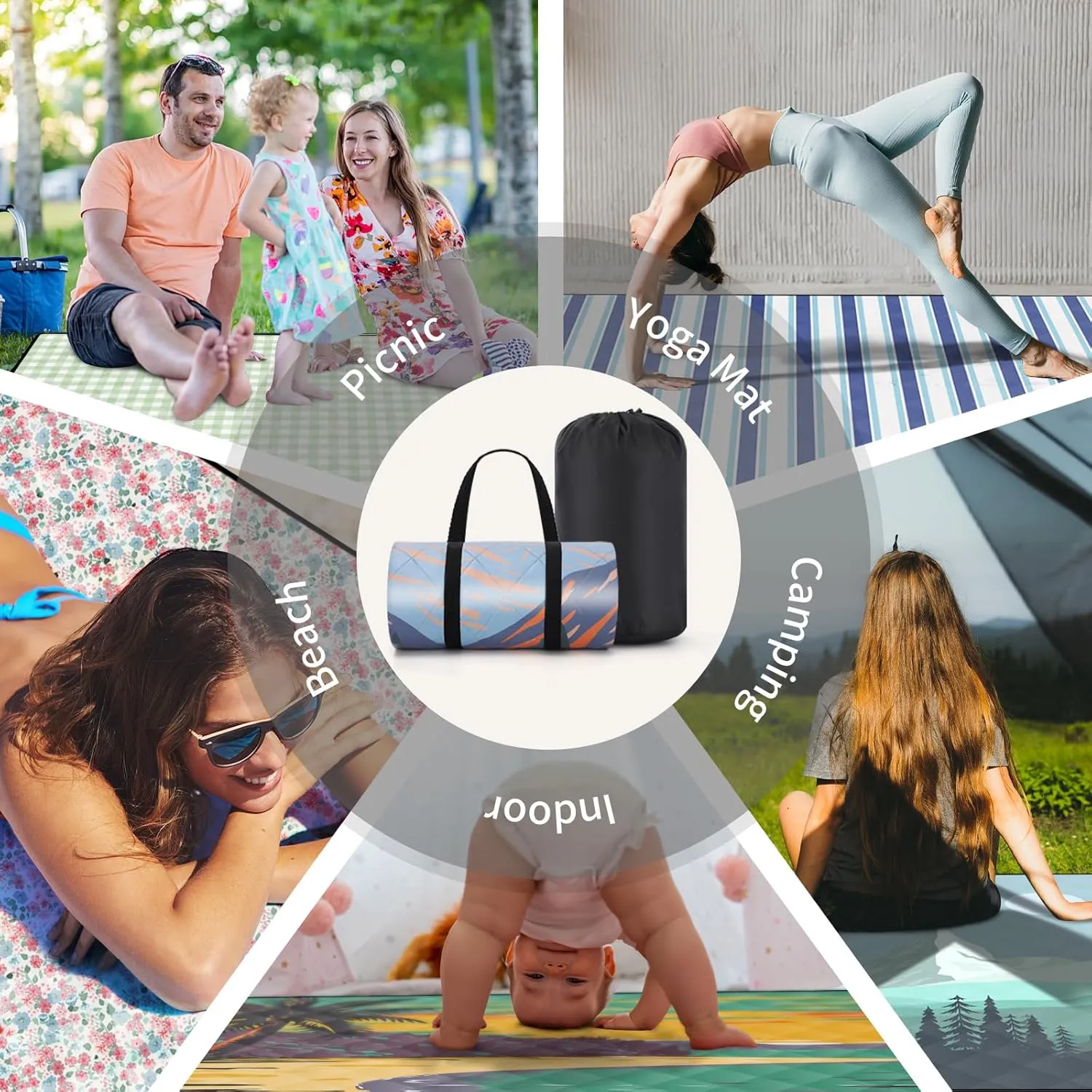 60x80'' Oversized Picnic Blanket Patio Water Proof Sand Free Lightweight Portable Beach Yoga Concert Mats Festival Family Camper Outside Must Haves Motorhome Car Trip Necessities Gift Ideas