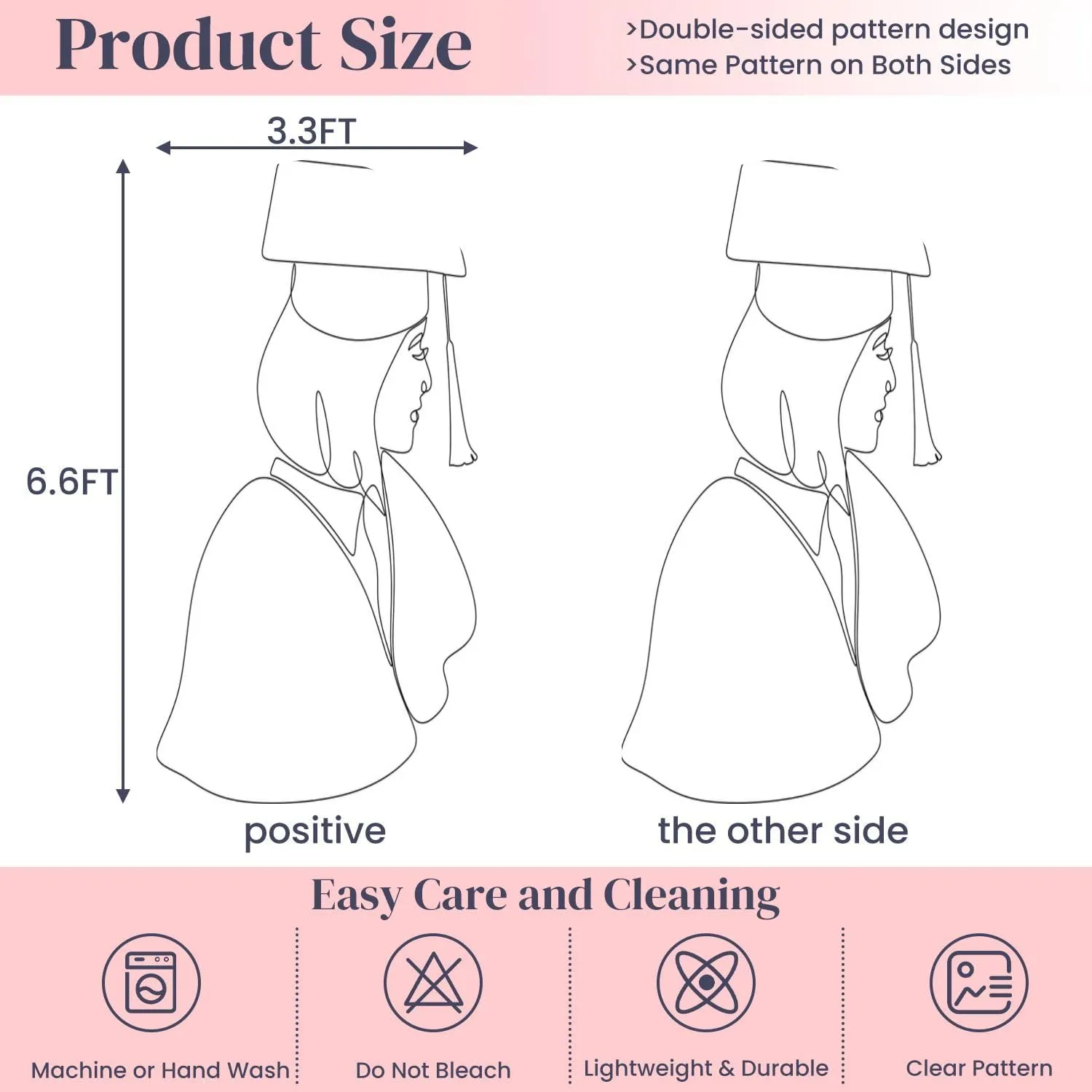 6.6FT Wedding Arch Backdrop Cover Continuous line Art Drawing Flat Drawing Student Woman Education Spandex Fitted Round Top Backdrop Stand Cover for Ceremony Banquet Birthday Party Decor