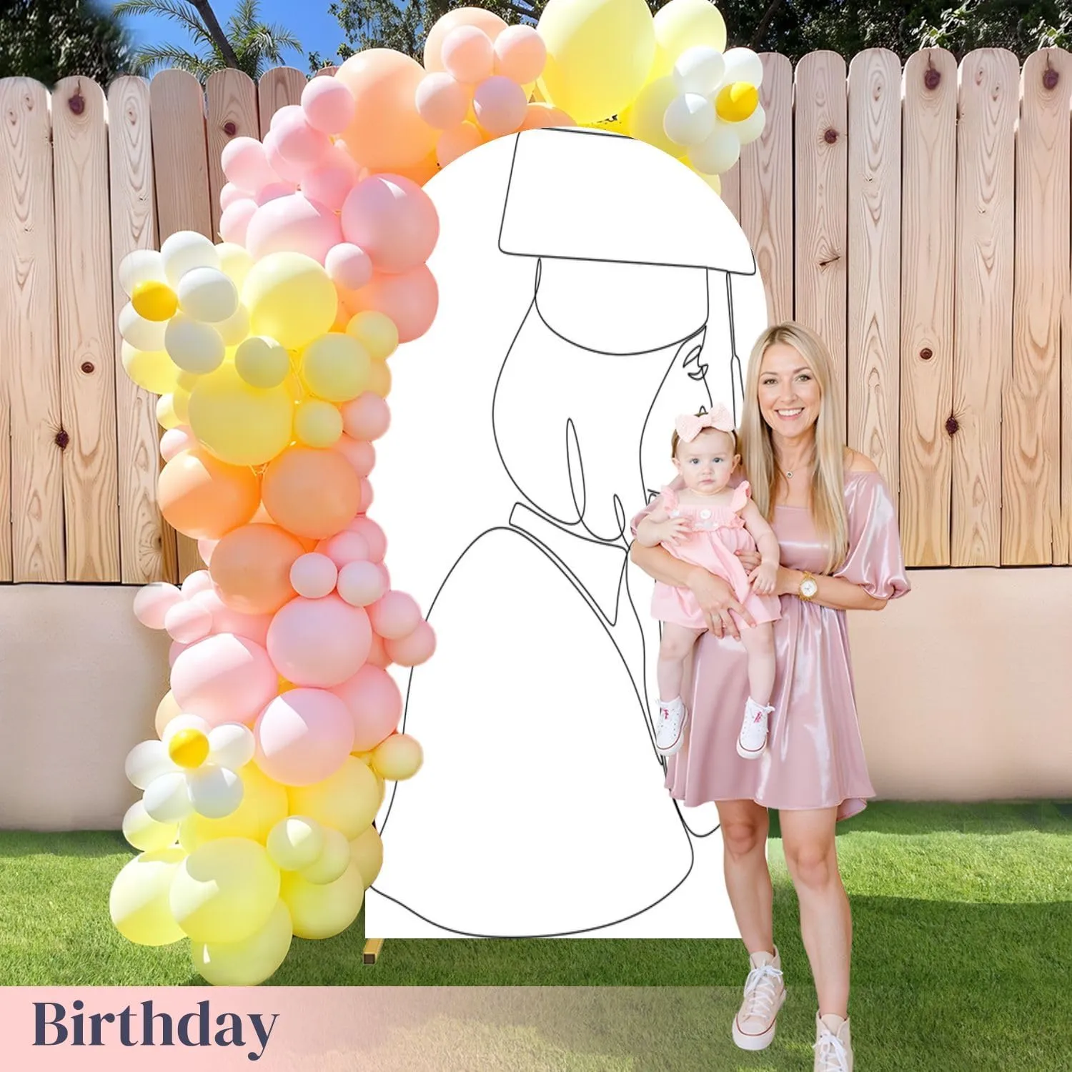 6.6FT Wedding Arch Backdrop Cover Continuous line Art Drawing Flat Drawing Student Woman Education Spandex Fitted Round Top Backdrop Stand Cover for Ceremony Banquet Birthday Party Decor