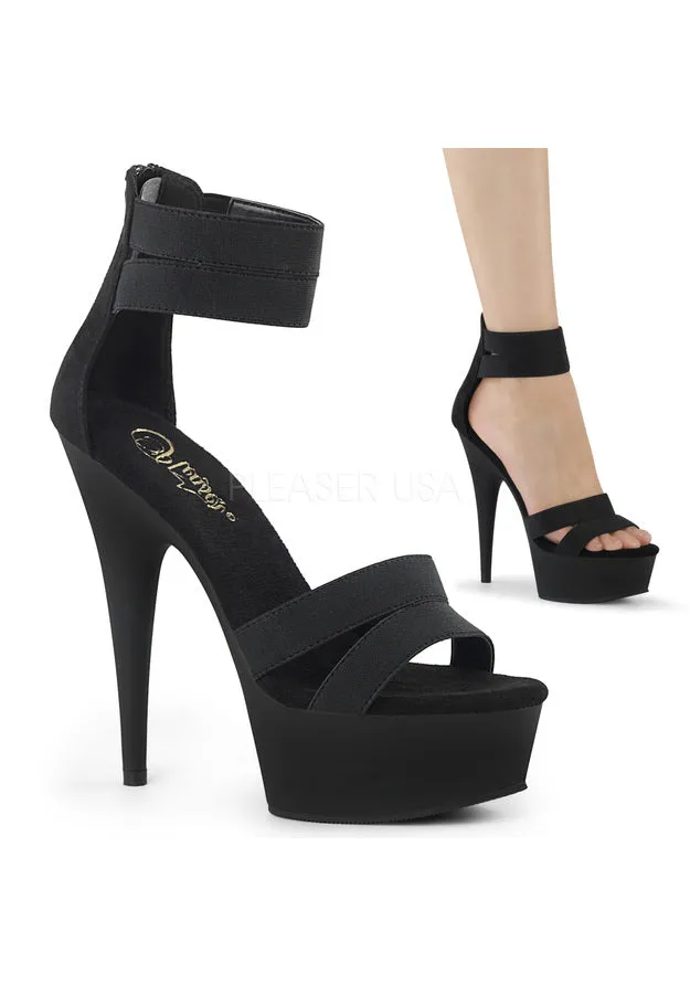 6" Heel, 1 3/4" PF Ankle Strap Sandal, Back Zip