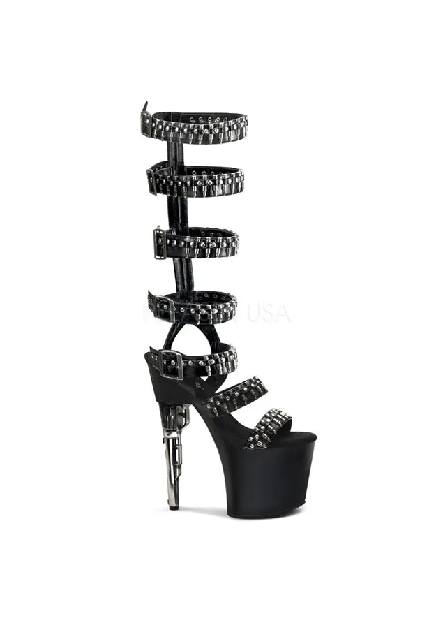**7 1/2" Gun Heel Multi Calf Strap P/F Sandal w/Bullet