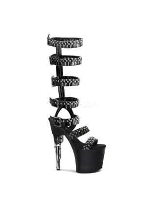 **7 1/2" Gun Heel Multi Calf Strap P/F Sandal w/Bullet