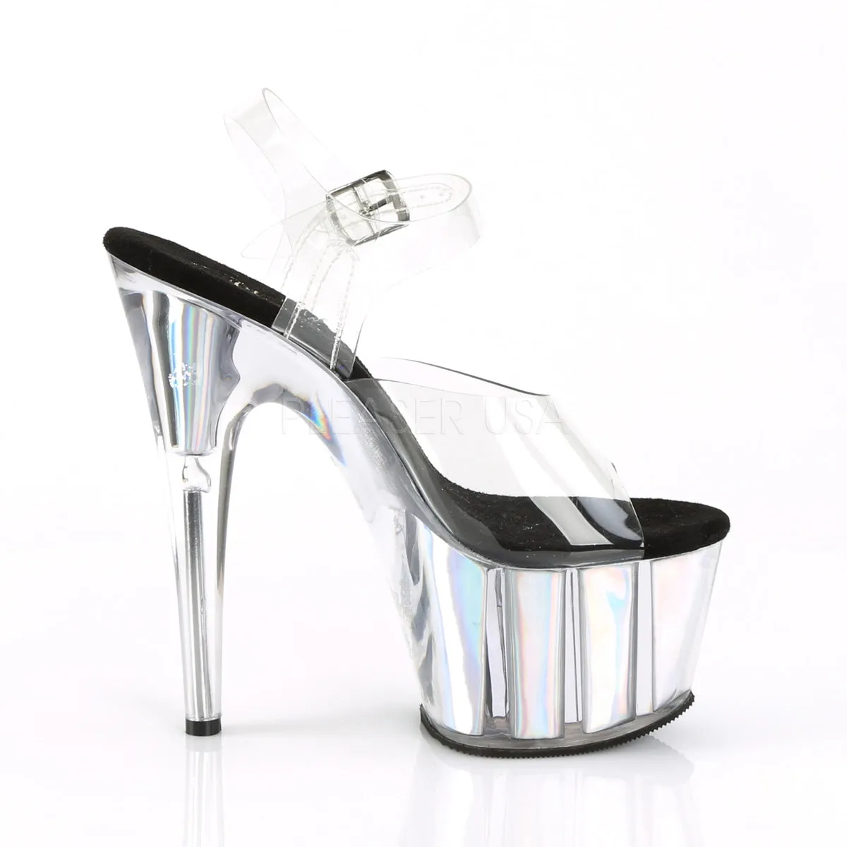 7 Inch Heel ADORE-708HGI Clear Silver Hologram