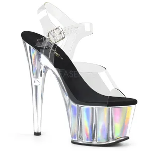 7 Inch Heel ADORE-708HGI Clear Silver Hologram
