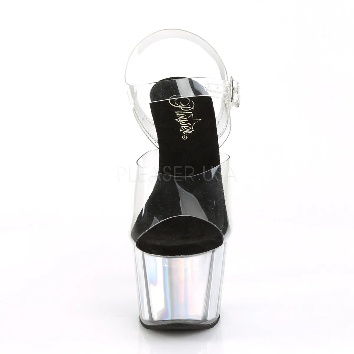 7 Inch Heel ADORE-708HGI Clear Silver Hologram