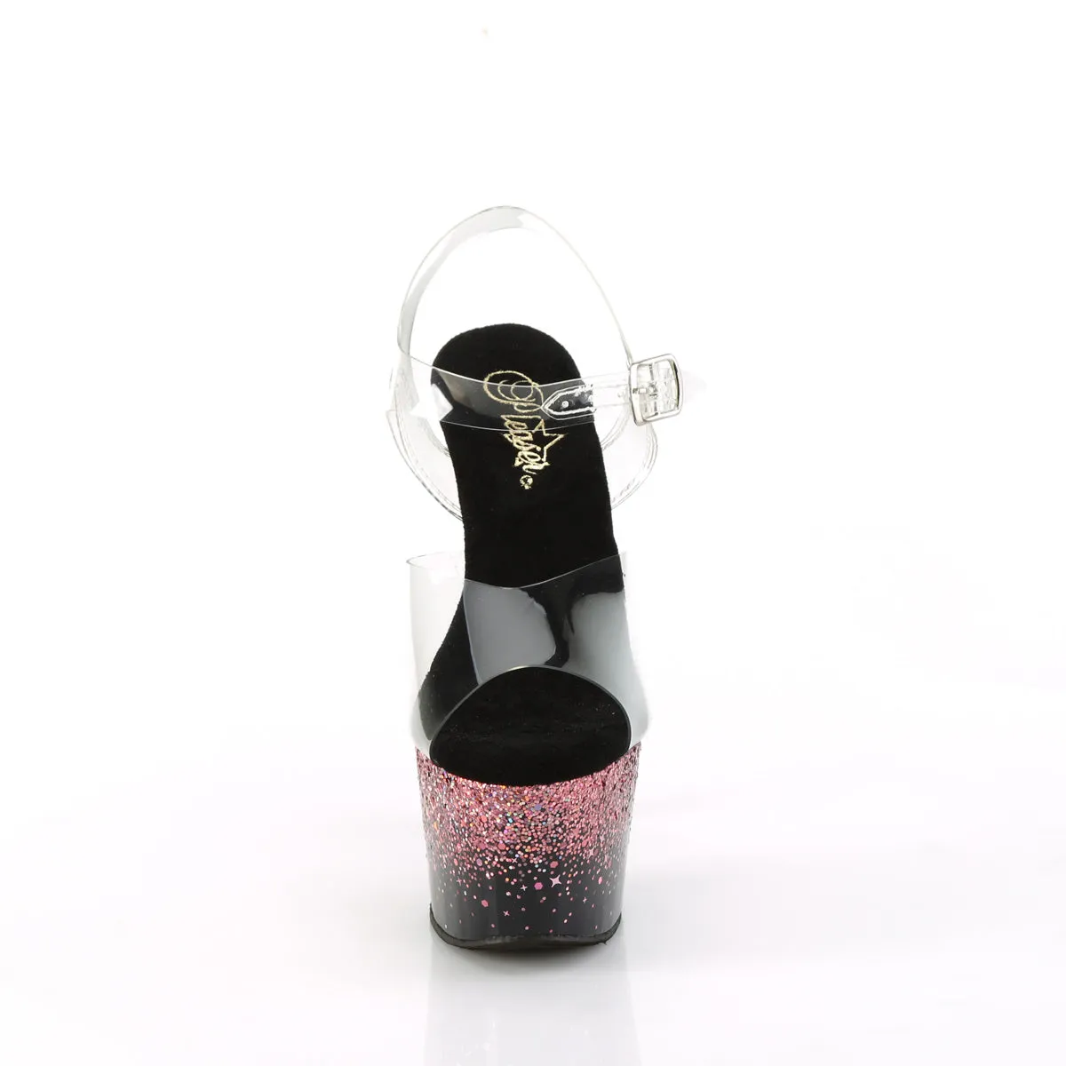 7 Inch Heel ADORE-708SS Clear Pink Glitter