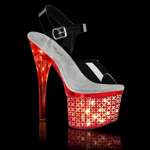 7 Inch Heel DISCOLITE-708FLP Clear Silver Chrome