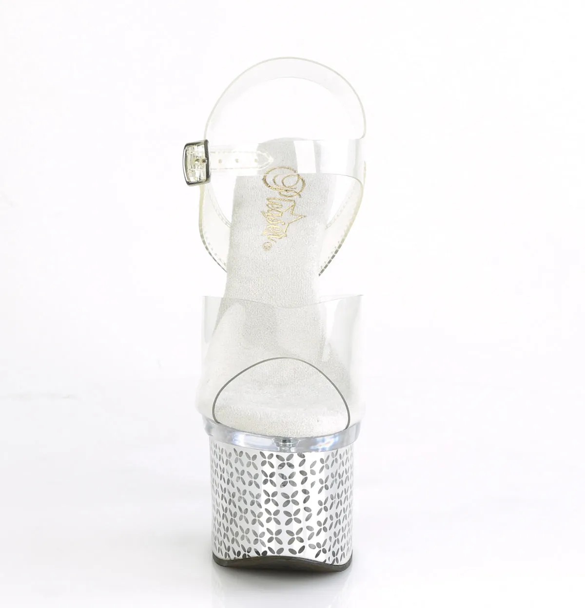 7 Inch Heel DISCOLITE-708FLP Clear Silver Chrome