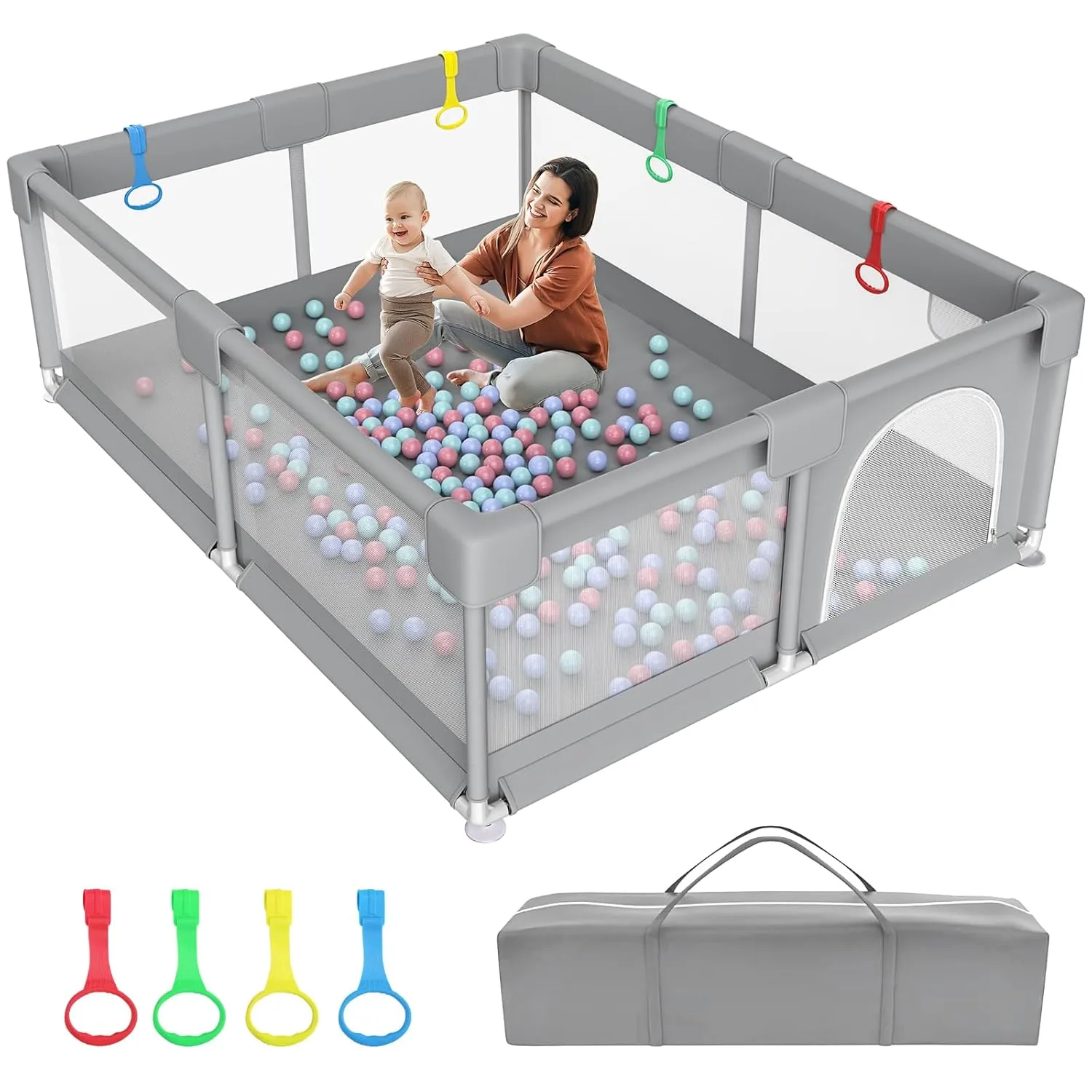 79" 71" Extra Large Playpen for Babies and Toddlers, Gap-Free, Climb-Proof Play Yard With Zippered Door and Storage Bag
