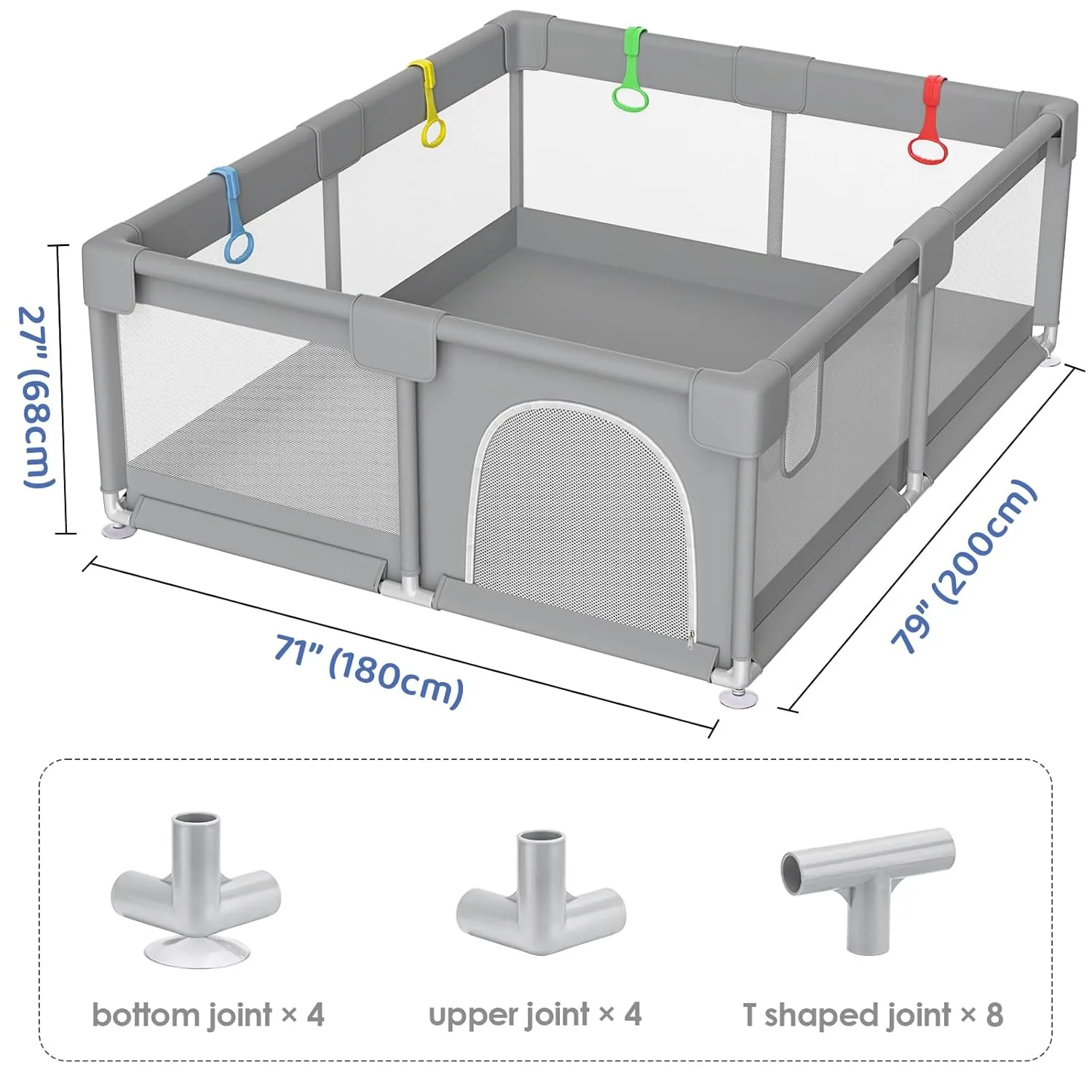79" 71" Extra Large Playpen for Babies and Toddlers, Gap-Free, Climb-Proof Play Yard With Zippered Door and Storage Bag