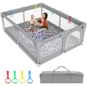 79" 71" Extra Large Playpen for Babies and Toddlers, Gap-Free, Climb-Proof Play Yard With Zippered Door and Storage Bag