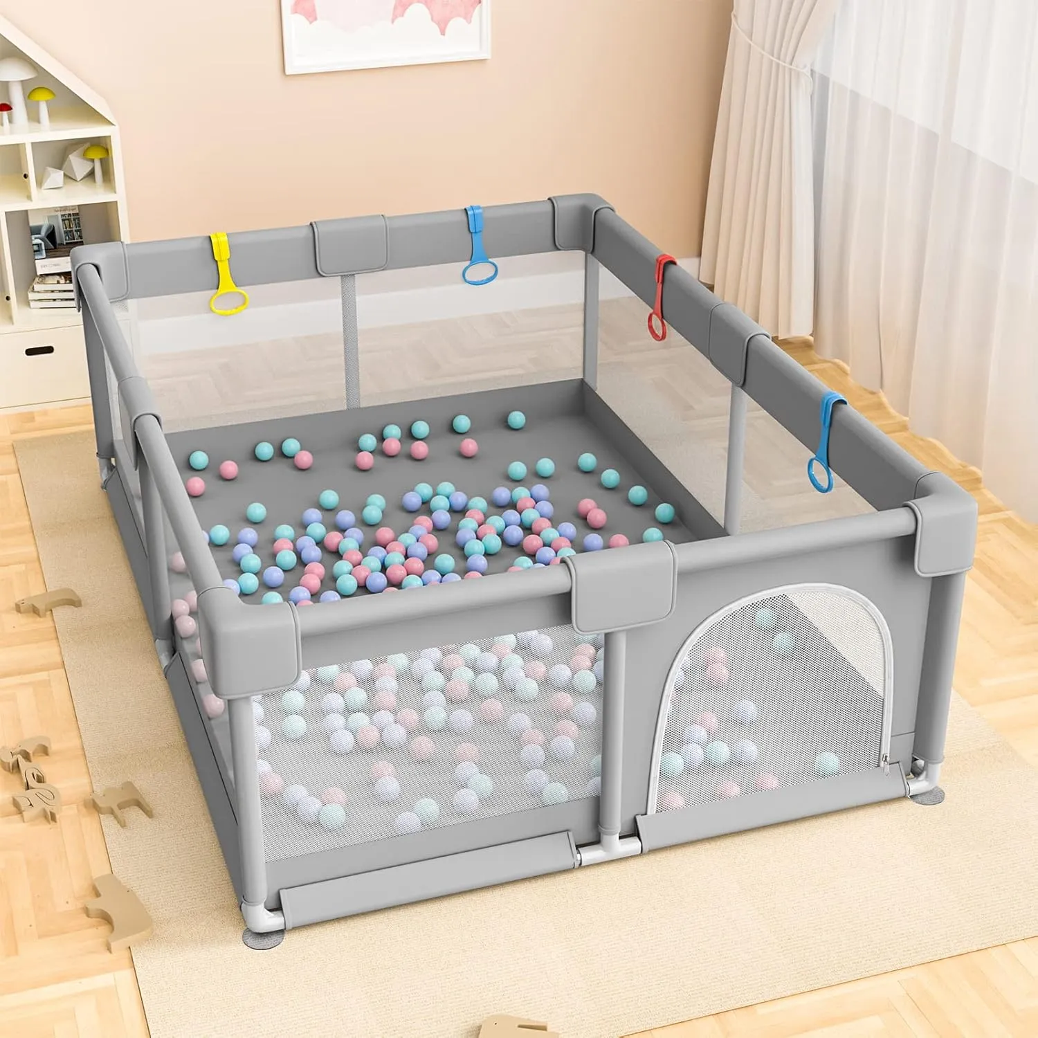 79" 71" Extra Large Playpen for Babies and Toddlers, Gap-Free, Climb-Proof Play Yard With Zippered Door and Storage Bag