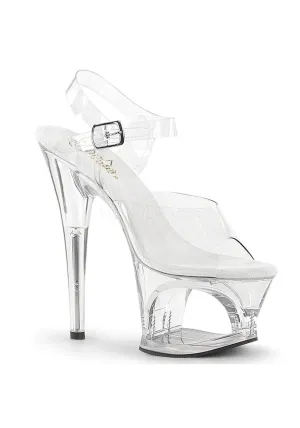 7" Heel, 2 3/4" Cut-Out PF Ankle Strap Sandal