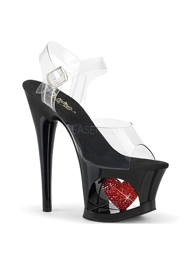 7" Heel, 2 3/4" Cut-Out PF Ankle Strap Sandal