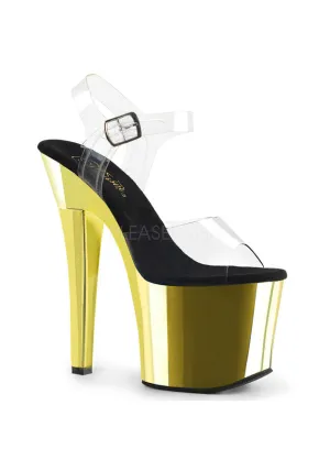 7" Heel, 3 1/4" Chrome PF Ankle Strap Sandal