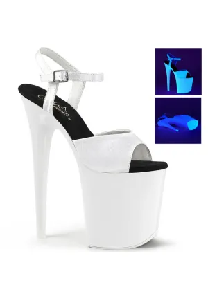 8" Heel, 4" PF Ankle Strap Sandal w/Neon UV Reactive Bottom