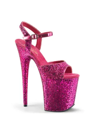 8" Heel, 4" PF Glitter Ankle Strap Sandal