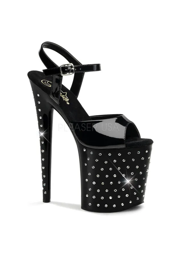 8" Rhinestone Studded Ankle Strap P/F Sandal