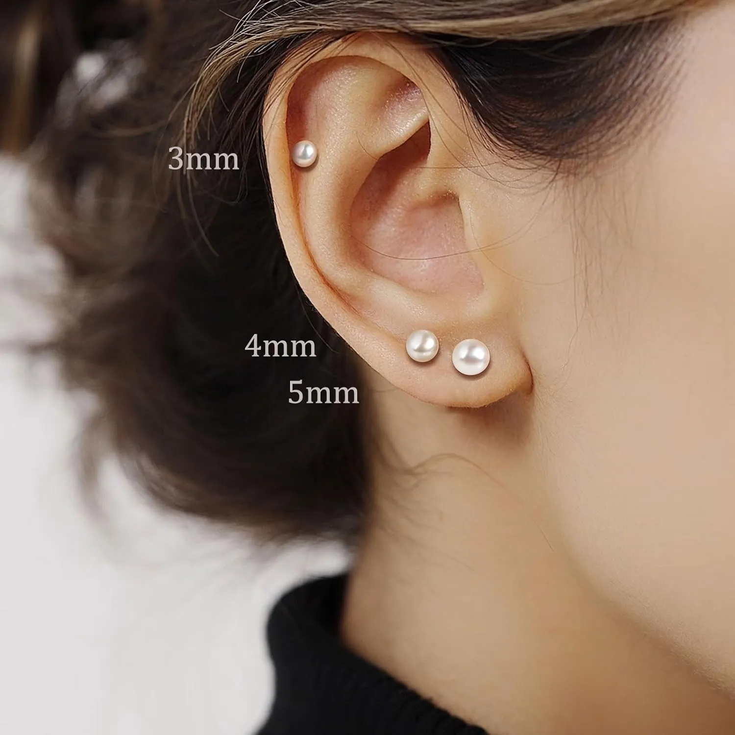 925 Sterling Silver Pearl Stud Earrings Set 3-7mm Freshwater Pearl Earrings Studs Silver/Gold for Women