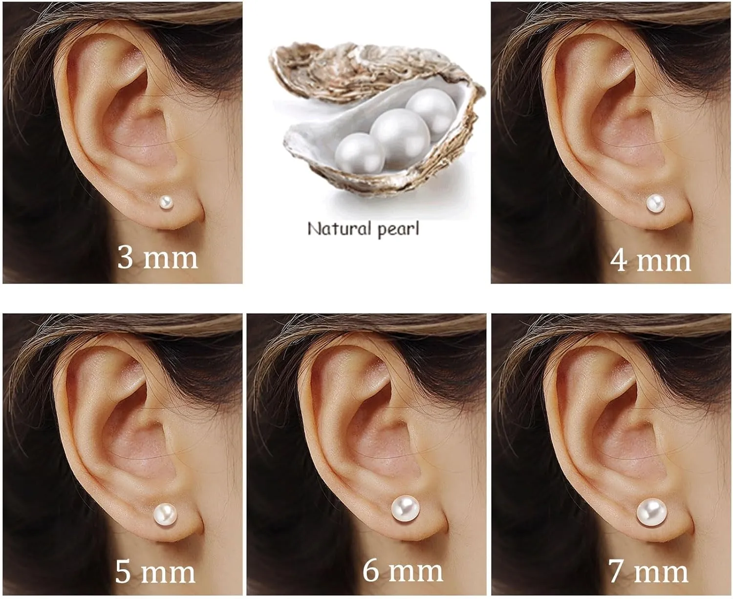 925 Sterling Silver Pearl Stud Earrings Set 3-7mm Freshwater Pearl Earrings Studs Silver/Gold for Women