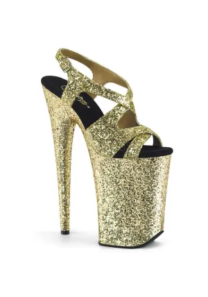 9" Heel, 5 1/4" PF Glitter Criss-Cross Sandal