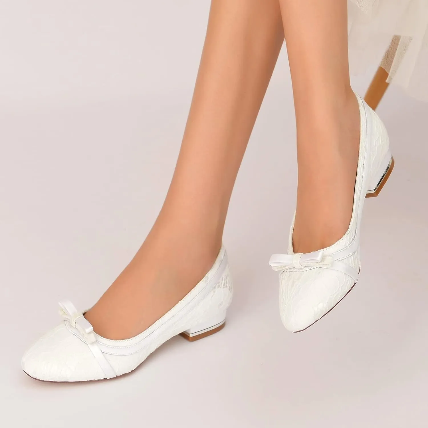 ADMLZQQ Women's Flats Round Toe Slip on Ribbon Bow Walking Ballet Flat Shoes