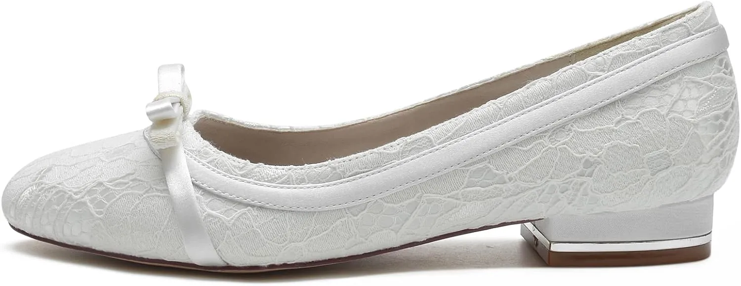 ADMLZQQ Women's Flats Round Toe Slip on Ribbon Bow Walking Ballet Flat Shoes