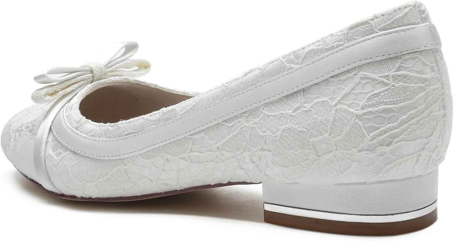 ADMLZQQ Women's Flats Round Toe Slip on Ribbon Bow Walking Ballet Flat Shoes