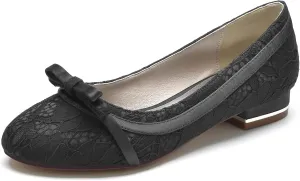 ADMLZQQ Women's Flats Round Toe Slip on Ribbon Bow Walking Ballet Flat Shoes